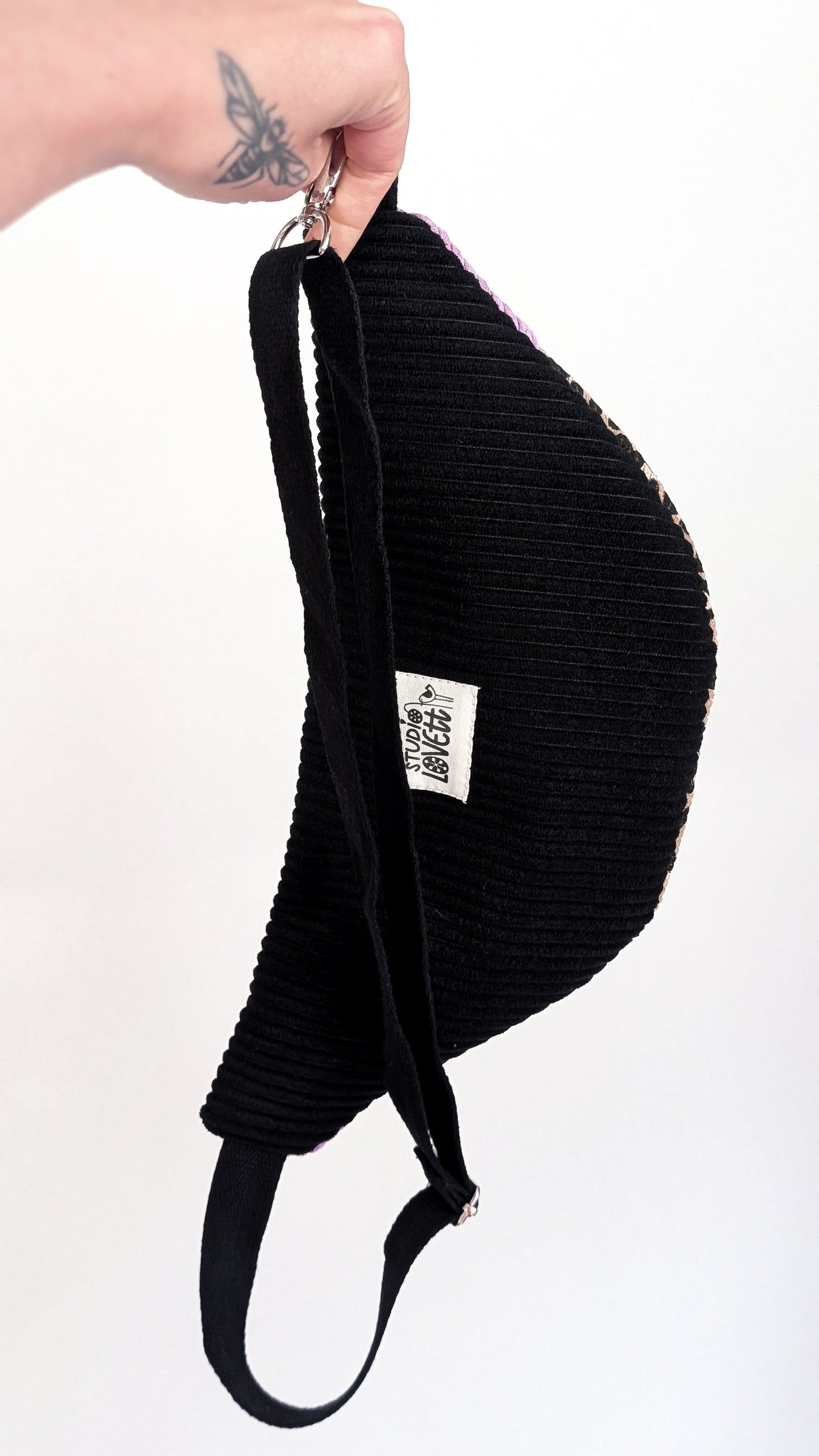 Color Blocking Cord Bauchtasche Hipbag Umhängetasche Grün/Lila LEO #4
