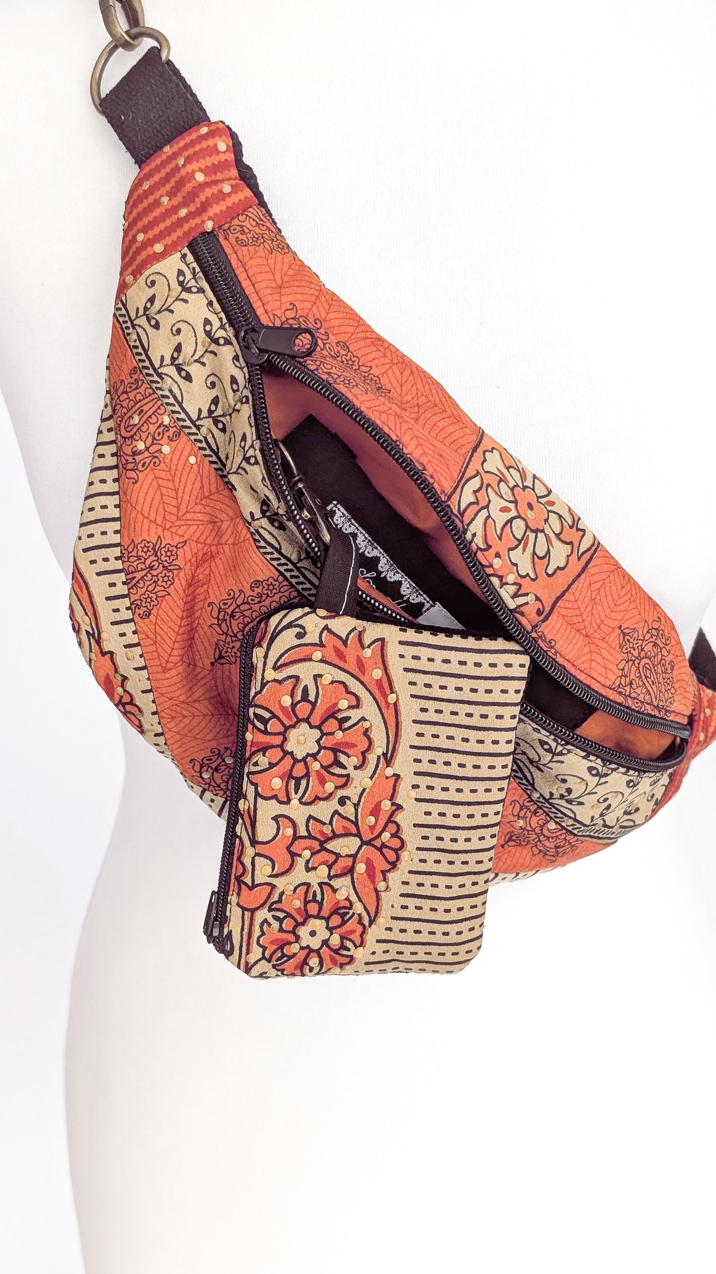 Upcycling Sari Bag Bauchtasche + Geldbörse Hippie Hipbag Boho Festivaltasche Set