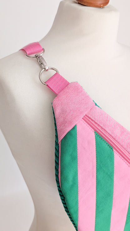 Bunte Bauchtasche Candy-Stripe Look Bag Bubblegum Streifen Grün/Pink