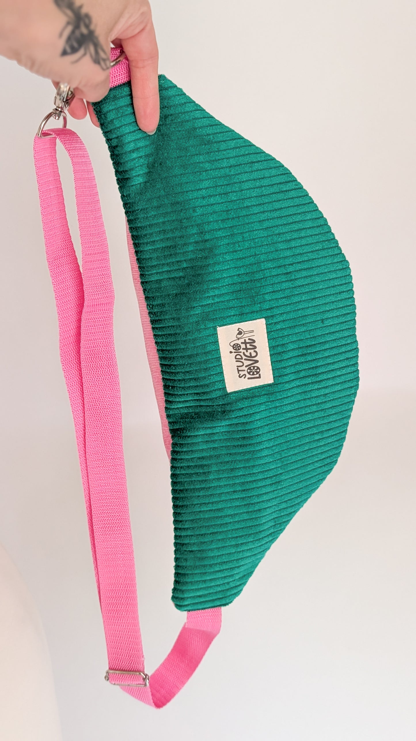 Bunte Bauchtasche Candy-Stripe Look Bag Bubblegum Streifen Grün/Pink