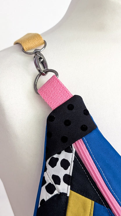 Zero Waste Bauchtasche Colorblocking Mustermix Dots Blau Rosa EINZELSTÜCK