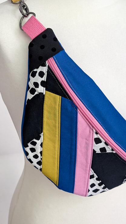 Zero Waste Bauchtasche Colorblocking Mustermix Dots Blau Rosa EINZELSTÜCK