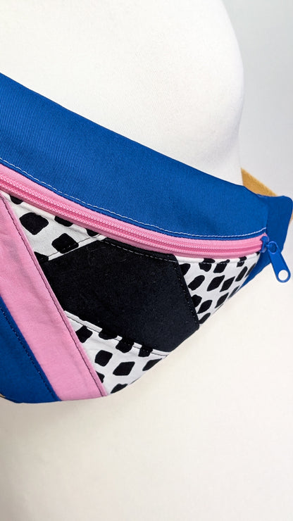 Zero Waste Bauchtasche Colorblocking Mustermix Dots Blau Rosa EINZELSTÜCK