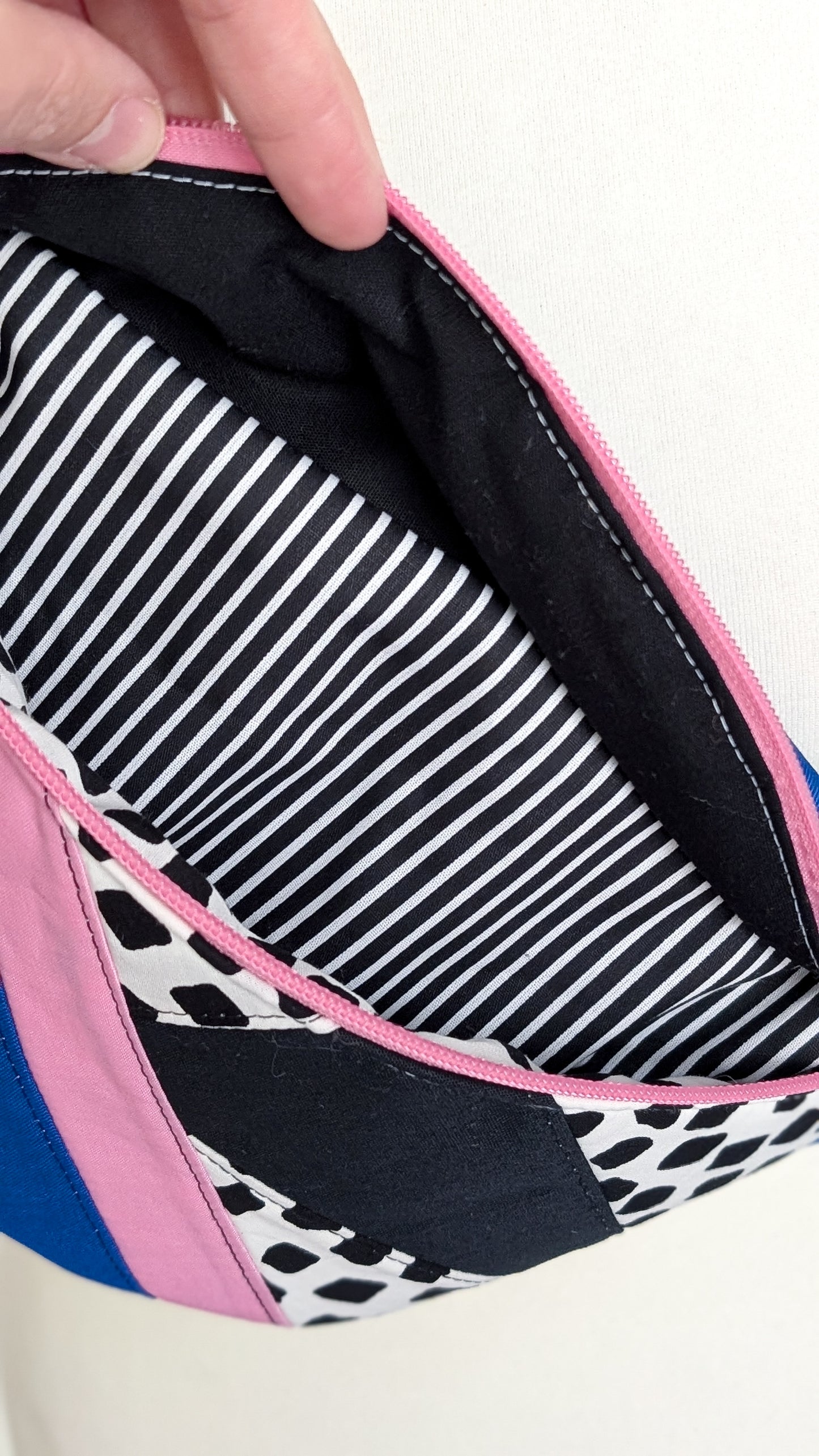 Zero Waste Bauchtasche Colorblocking Mustermix Dots Blau Rosa EINZELSTÜCK