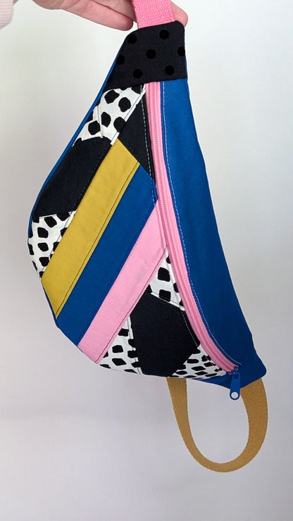 Zero Waste Bauchtasche Colorblocking Mustermix Dots Blau Rosa EINZELSTÜCK