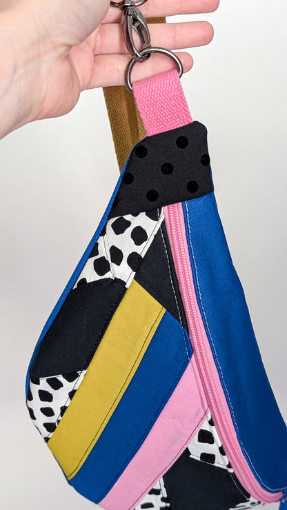 Zero Waste Bauchtasche Colorblocking Mustermix Dots Blau Rosa EINZELSTÜCK