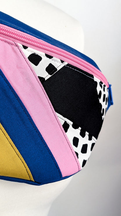 Zero Waste Bauchtasche Colorblocking Mustermix Dots Blau Rosa EINZELSTÜCK