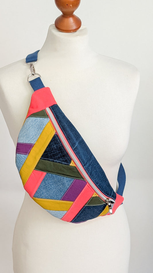 Zero Waste Bauchtasche Colorblocking Jeans EINZELSTÜCK