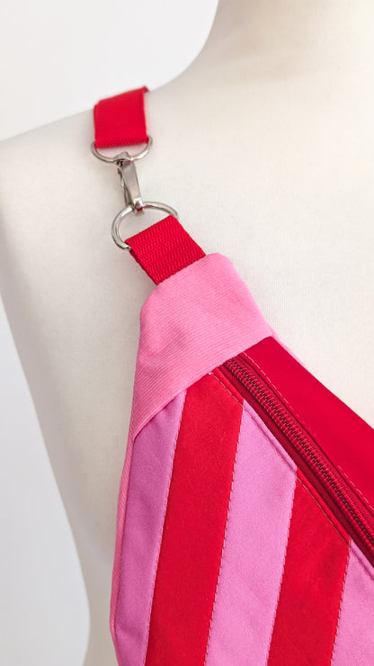 Bunte Bauchtasche Candy-Stripe Look Bag Bubblegum Streifen Rot/Pink