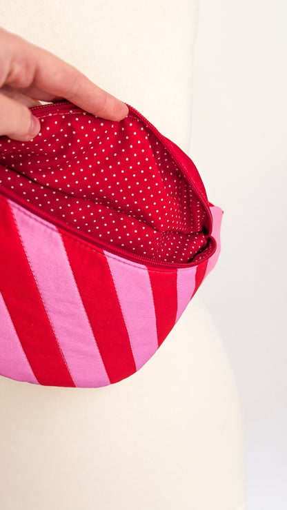 Bunte Bauchtasche Candy-Stripe Look Bag Bubblegum Streifen Rot/Pink