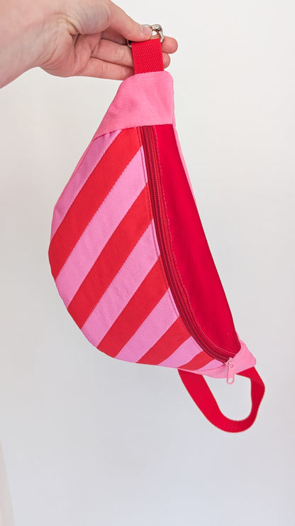 Bunte Bauchtasche Candy-Stripe Look Bag Bubblegum Streifen Rot/Pink