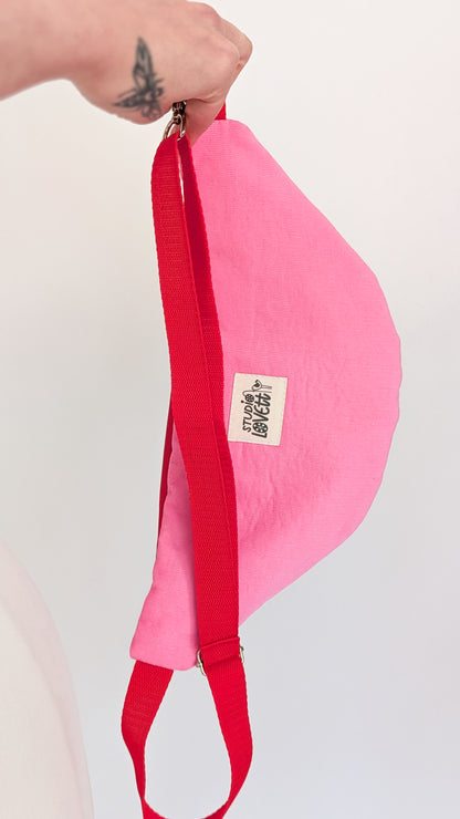 Bunte Bauchtasche Candy-Stripe Look Bag Bubblegum Streifen Rot/Pink