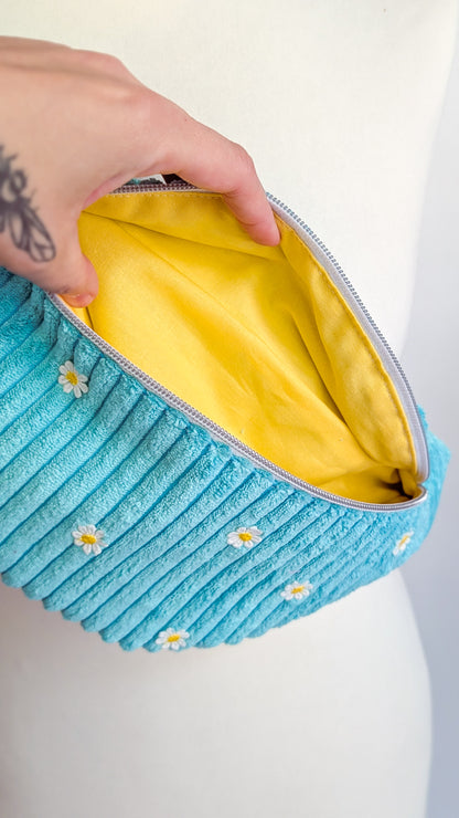 Bunte Cord Hipbag Bauchtasche Gänseblümchen Daisies TÜRKIS