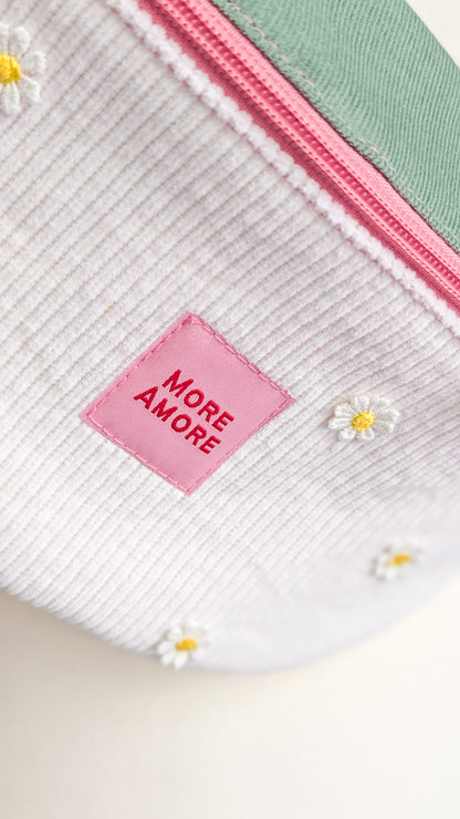 More Amore Color Blocking Cord Bauchtasche Daisies Rosé/Grün/Creme #2
