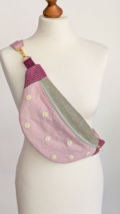 Color Blocking Cord Bauchtasche Daisy Gänseblümchen BIENEN Beere