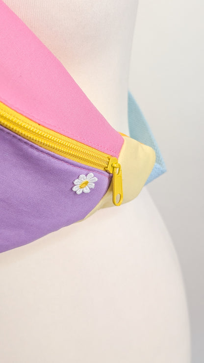 Bunte Pastell Zero Waste Daisy Bauchtasche Cross Body Einzelstück