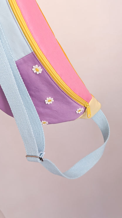 Bunte Pastell Zero Waste Daisy Bauchtasche Cross Body Einzelstück