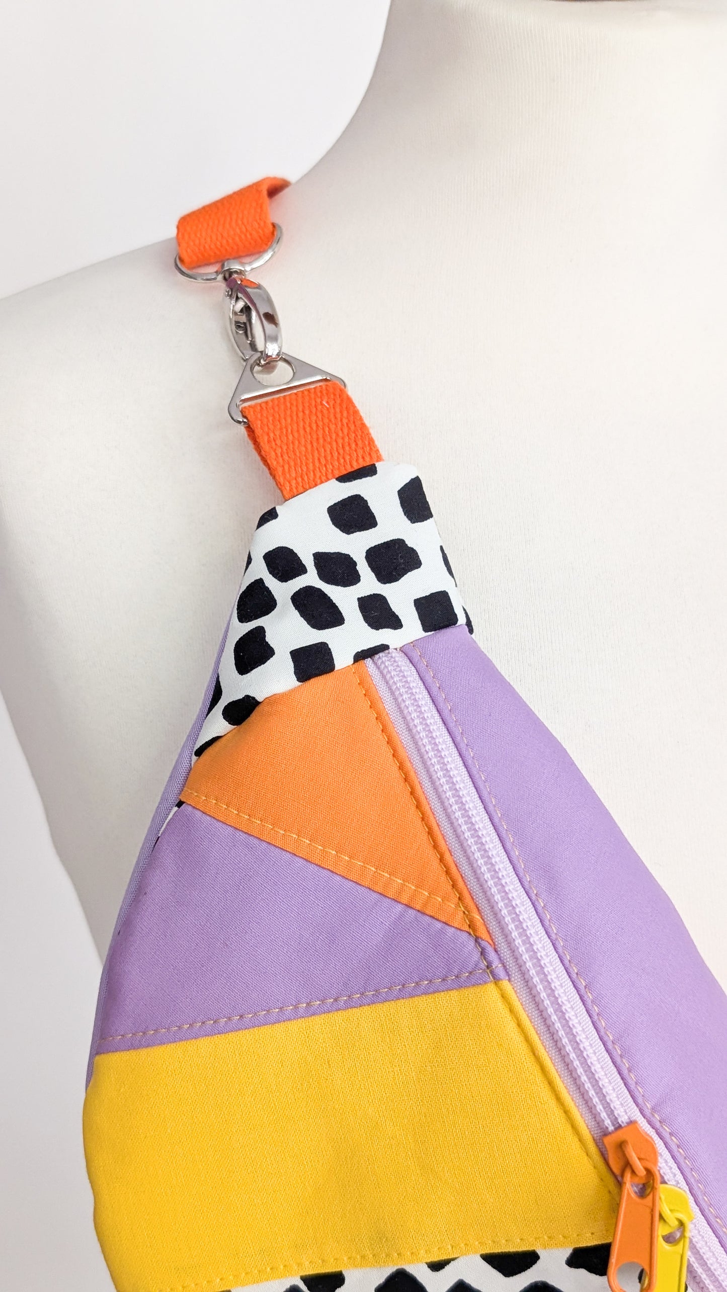 zero Waste 80s Hipbag Bauchtasche Tupfen Flieder Orange Gelb Einzelstück
