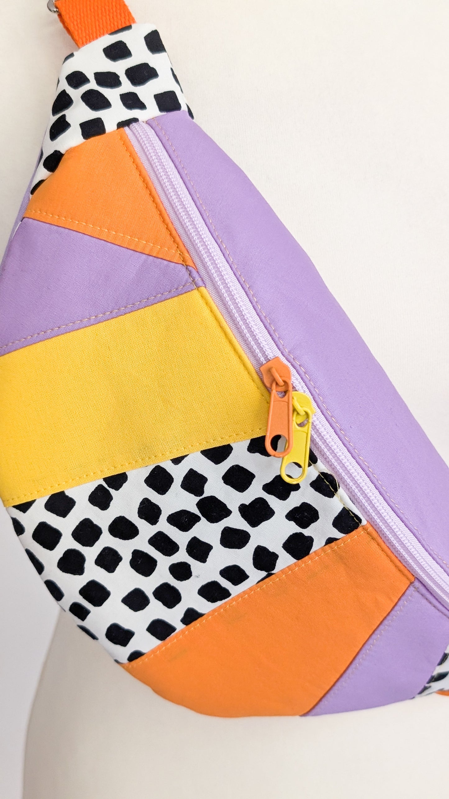 zero Waste 80s Hipbag Bauchtasche Tupfen Flieder Orange Gelb Einzelstück