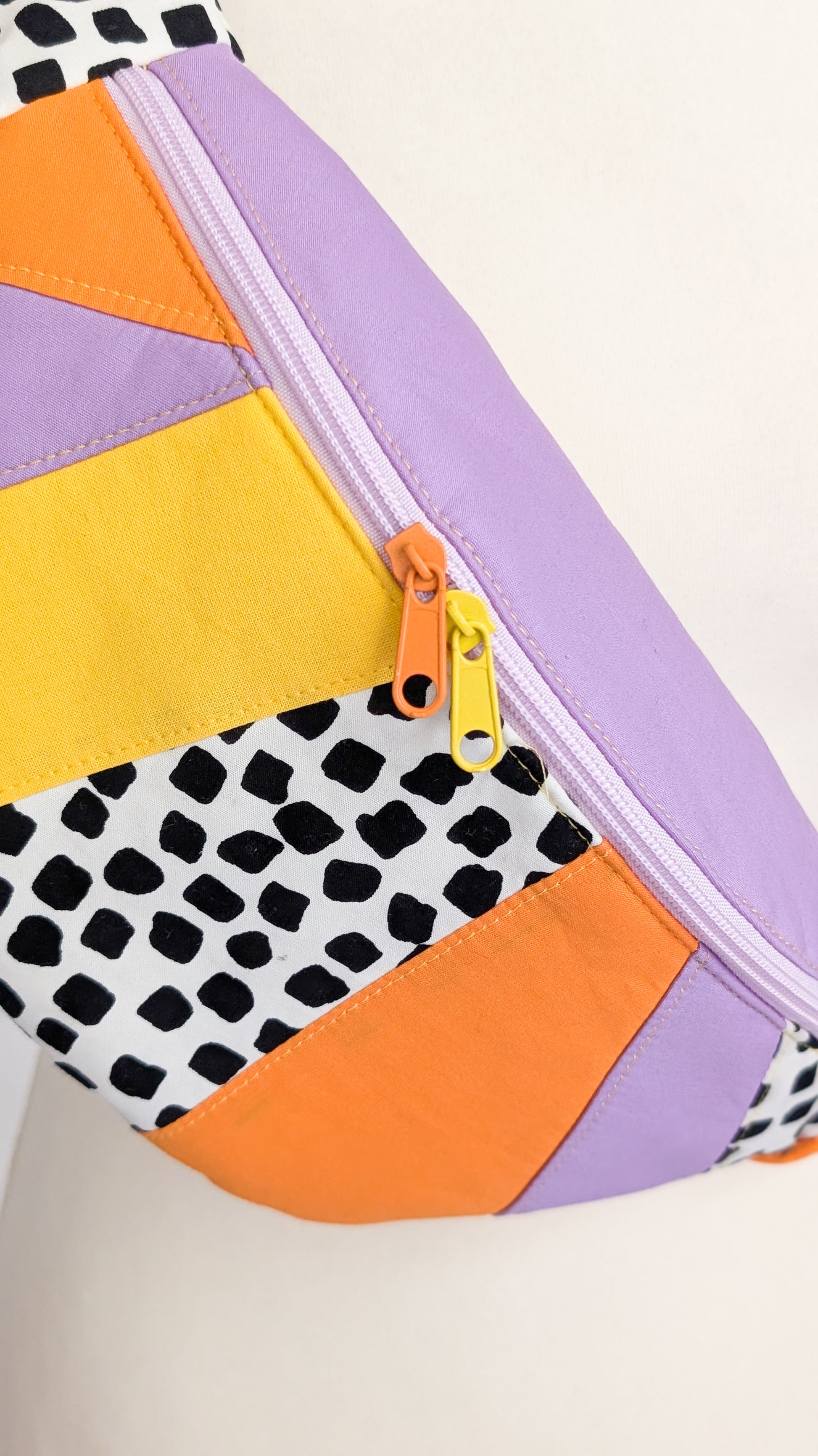 zero Waste 80s Hipbag Bauchtasche Tupfen Flieder Orange Gelb Einzelstück
