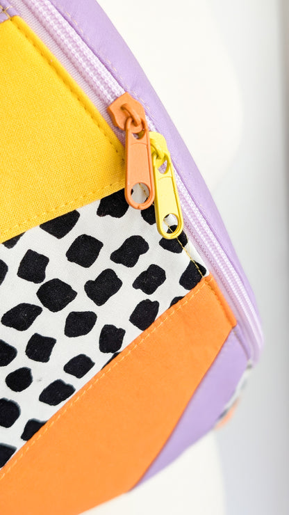 zero Waste 80s Hipbag Bauchtasche Tupfen Flieder Orange Gelb Einzelstück