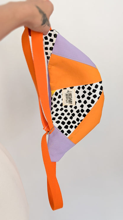 zero Waste 80s Hipbag Bauchtasche Tupfen Flieder Orange Gelb Einzelstück