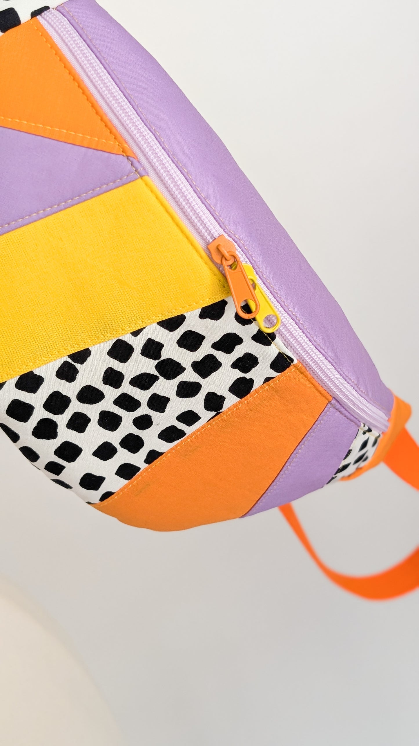 zero Waste 80s Hipbag Bauchtasche Tupfen Flieder Orange Gelb Einzelstück