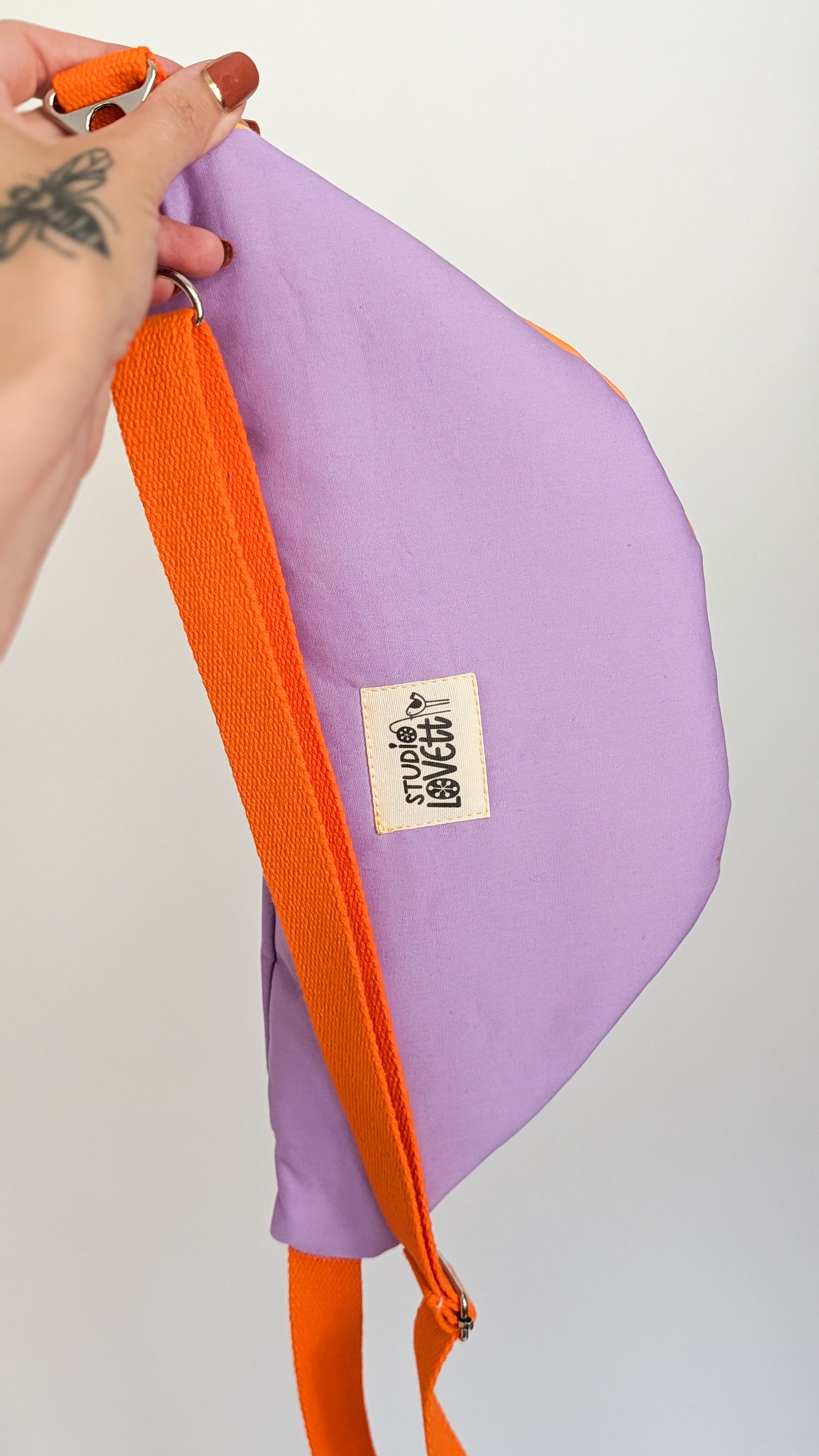 80s Hipbag Bauchtasche Cross Body Bag Tupfen Flieder Orange Gelb