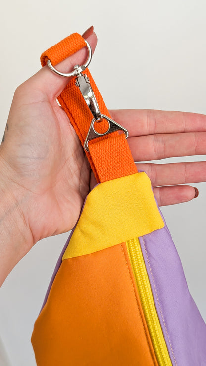 80s Hipbag Bauchtasche Cross Body Bag Tupfen Flieder Orange Gelb