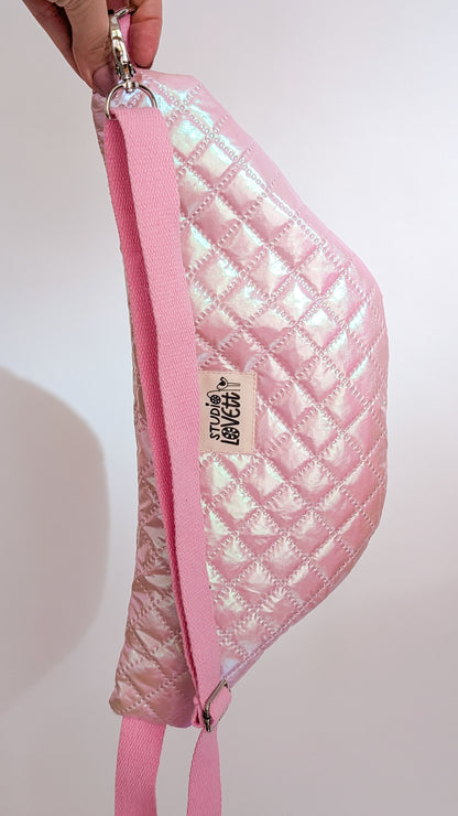 Holografische Galaxy Pastell 80s Bauchtasche Hipbag Stepper Rosa