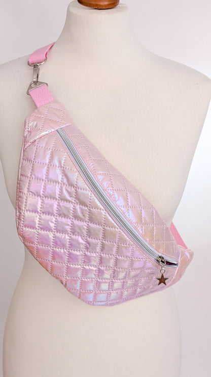 Holografische Galaxy Pastell 80s Bauchtasche Hipbag Stepper Rosa