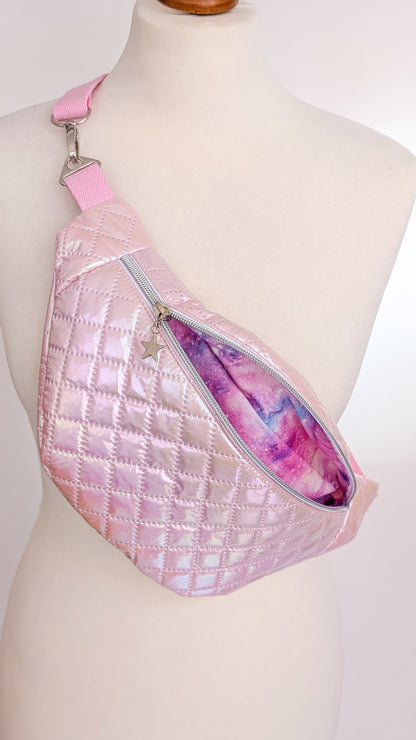 Holografische Galaxy Pastell 80s Bauchtasche Hipbag Stepper Rosa