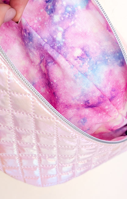 Holografische Galaxy Pastell 80s Bauchtasche Hipbag Stepper Rosa