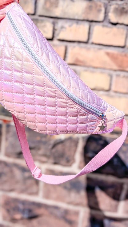 Holografische Galaxy Pastell 80s Bauchtasche Hipbag Stepper Rosa