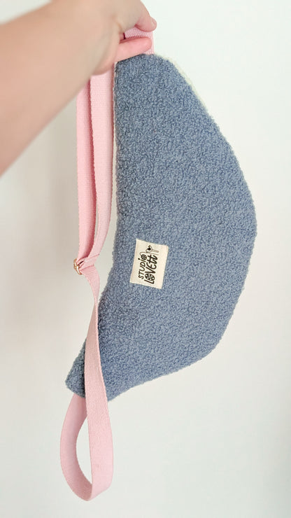 Kuschelige Pastell Teddy Bouclé Hipbag Bauchtasche Rose/Blau/Creme