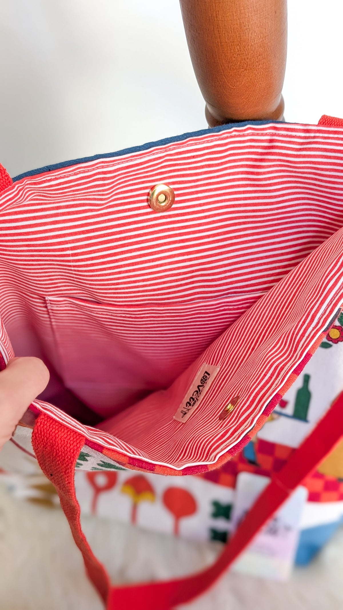 Upcycling Tote Bag Einkaufsbeutel Nachhaltige Einkaufstasche "Omi's 70s Kitchen"
