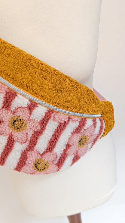Große XL Umhängetasche Teddy Plüsch Tasche Gelb Smiley Daisies