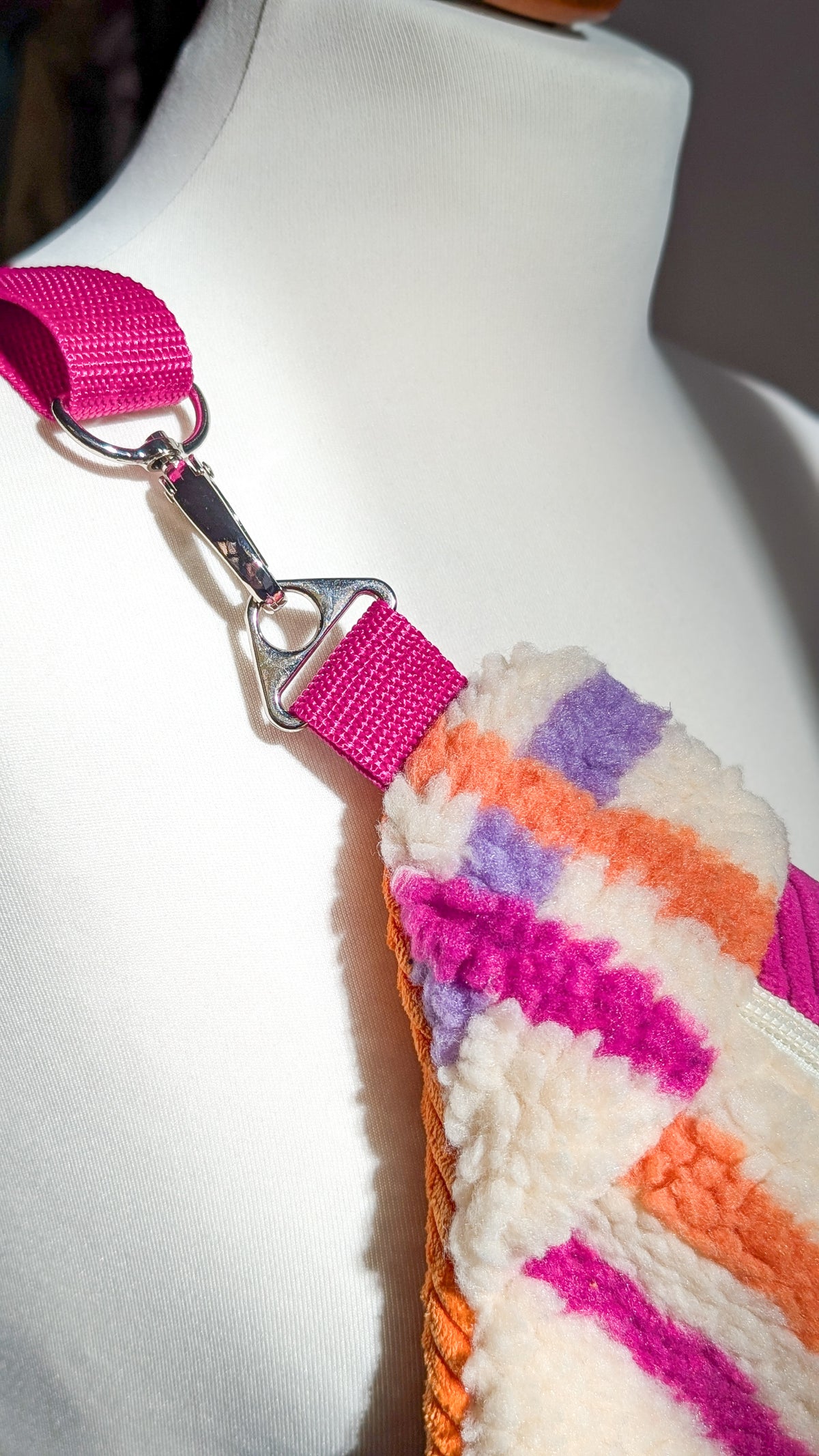 Große XL Umhängetasche Bunte Teddy Plüsch Cord Tasche Kariert Pink Creme Grün Orange