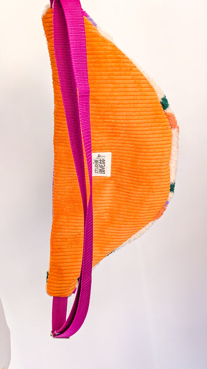 Große XL Umhängetasche Bunte Teddy Plüsch Cord Tasche Kariert Pink Creme Grün Orange