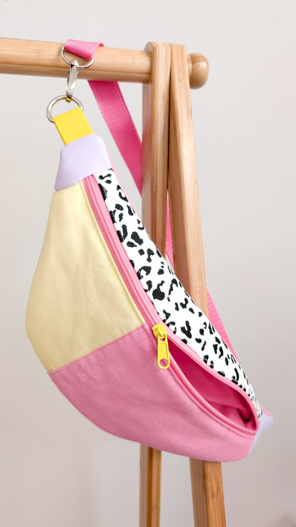Zero Waste 80s Patchwork Hipbag Bauchtasche Cross Body Bag Leo/Pastell