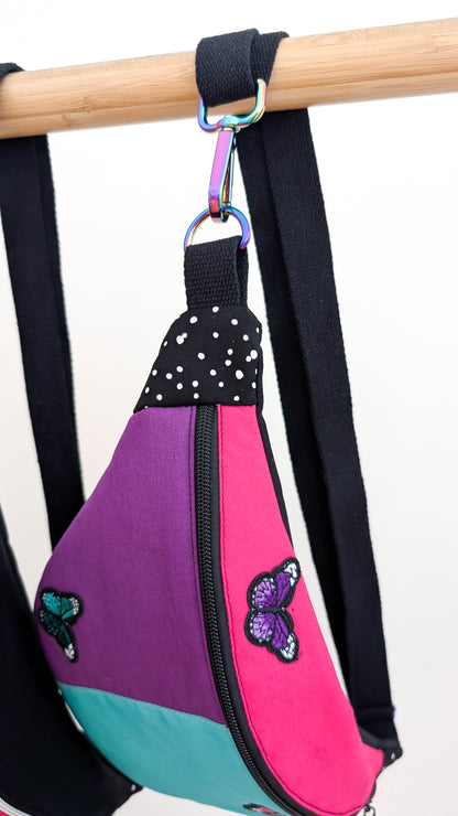 Bunte 80s Colorblocking Hipbag Bauchtasche Butterfly Bag #2