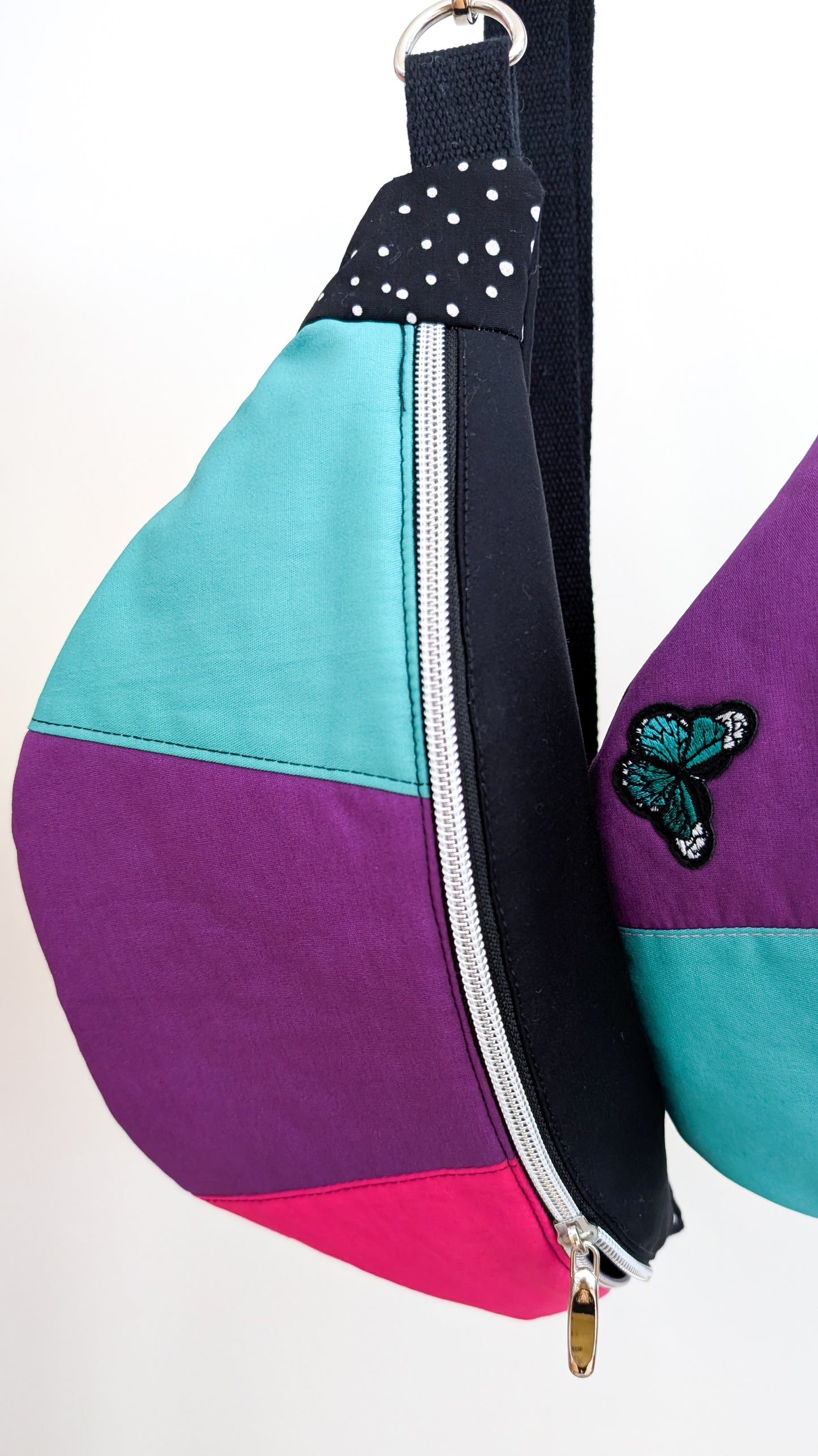 Bunte 80s Colorblocking Hipbag Bauchtasche Butterfly Bag #1