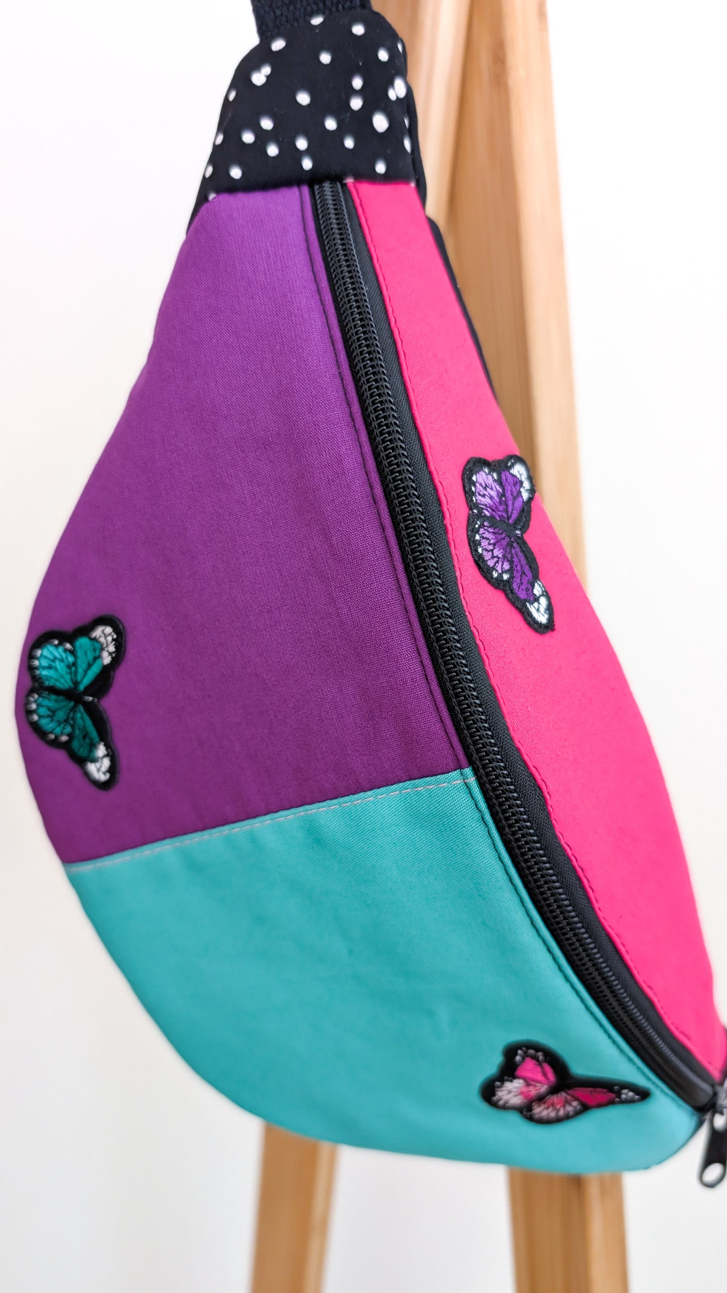Bunte 80s Colorblocking Hipbag Bauchtasche Butterfly Bag #2