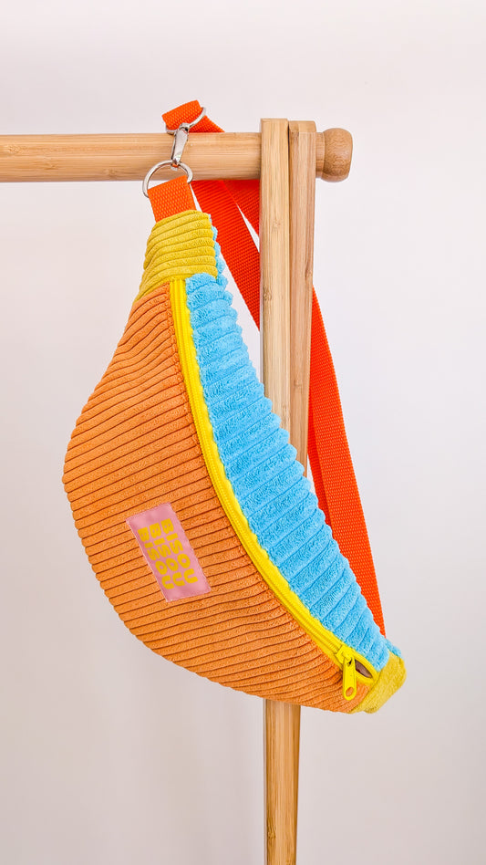 Bunte Colorblocking Cord Hipbag Bauchtasche Tasche