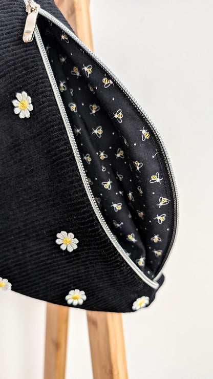 Cord Hipbag Bauchtasche Daisies - Schwarz oder Altrosa