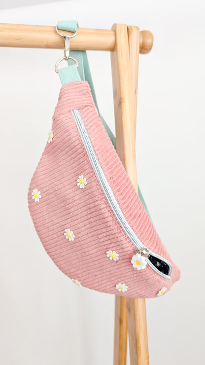 Cord Hipbag Bauchtasche Daisies - Schwarz oder Altrosa