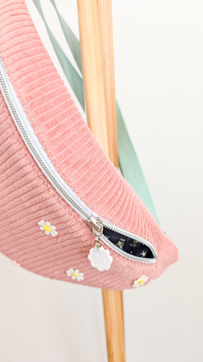 Cord Hipbag Bauchtasche Daisies - Schwarz oder Altrosa
