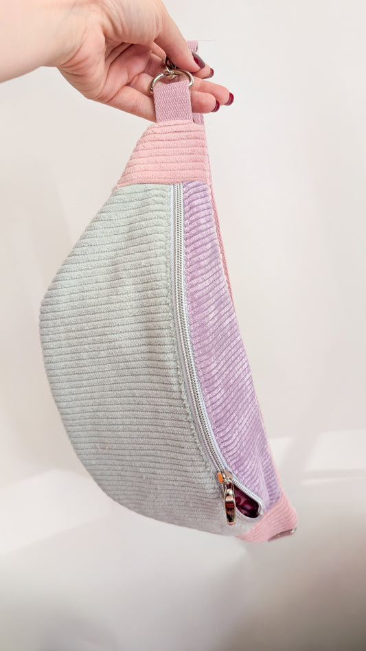Pastell Cord Bauchtasche Hipbag Crossbody Umhängetasche Mint,Flieder,Rosa