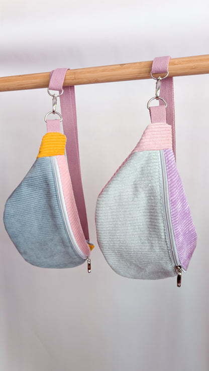 Pastell Cord Bauchtasche Hipbag Crossbody Umhängetasche Mint,Flieder,Rosa