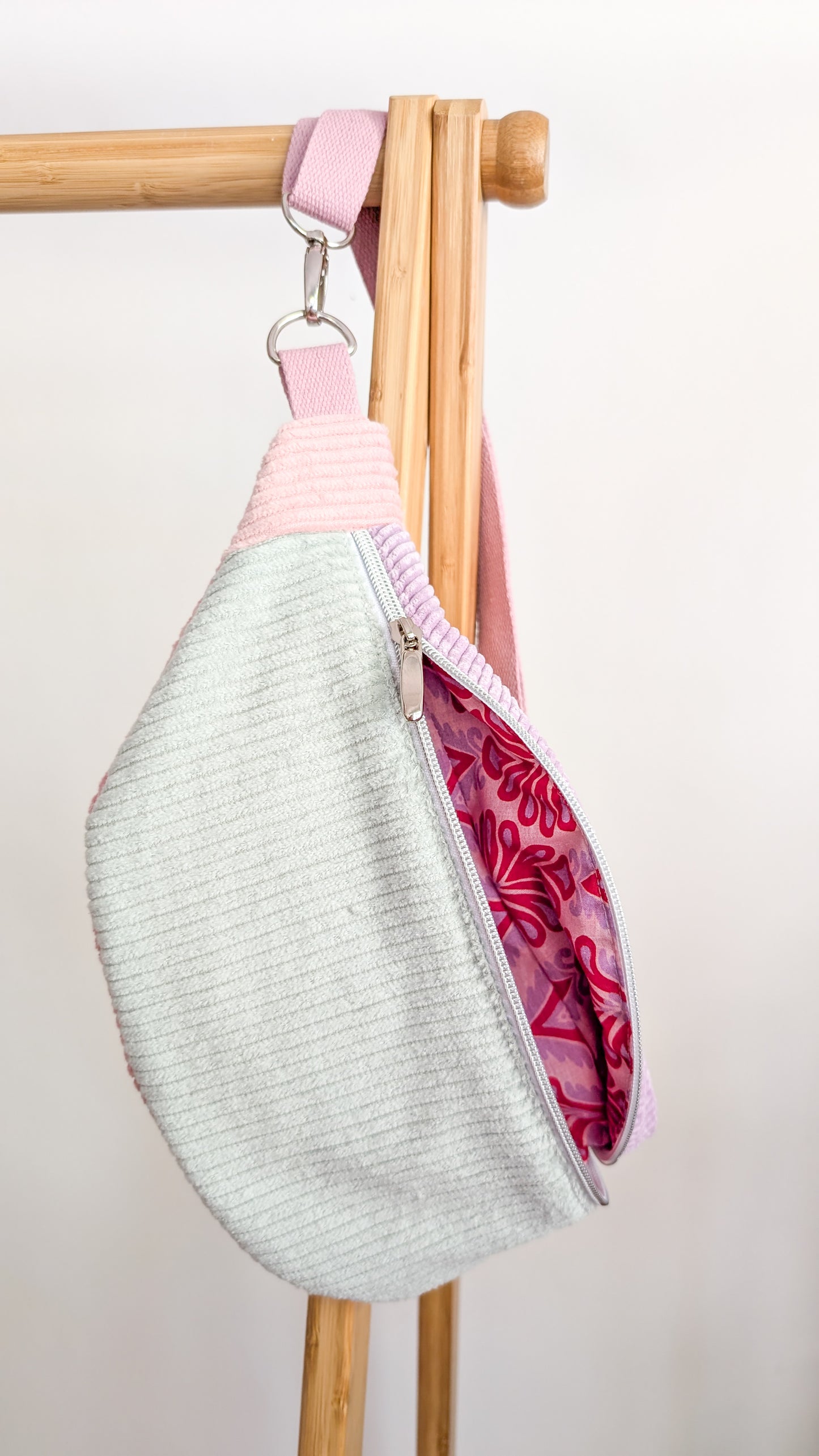 Pastell Cord Bauchtasche Hipbag Crossbody Umhängetasche Mint,Flieder,Rosa